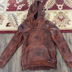 Real Leather Hoodie – Size Medium – Rare Vintage Brown